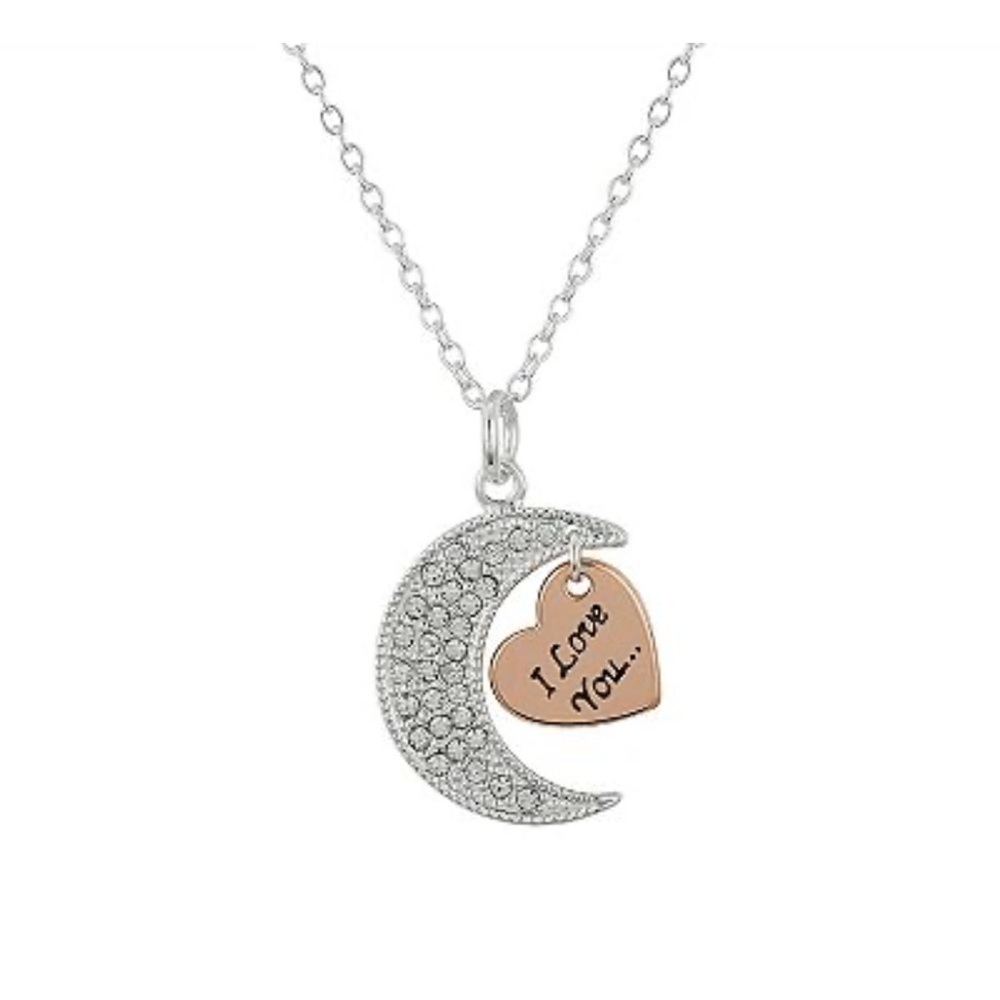 Brilliance Crystal Heart & Crescent Moon Necklace